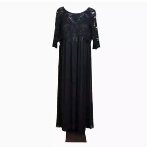 Ever Pretty Plus Size 8XL US 24 Black Lace Chiffon Floor Length Formal Dress NWT